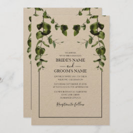 素朴ユーカリ葉結婚式招待状 招待状