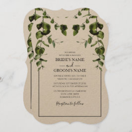 素朴ユーカリ葉結婚式招待状 招待状