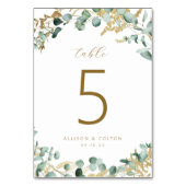 素朴ユーカリ金ゴールドグリーンリー結婚ボホ テーブルナンバー (裏面)