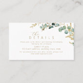 素朴ユーカリ金ゴールドグリーンリー結婚詳細 プレイスカード (正面)