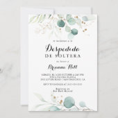 素朴ユーカリ金ゴールドスペインのブライダルシャワー 招待状 (正面)