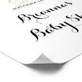 素朴ユーカリ金ゴールドフローラベビーシャワーウェルカム ポスター (角)