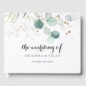 素朴ユーカリ金ゴールドフローラ書結婚の ゲストブック (正面)