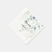 素朴ユーカリ金ゴールドフローラ書結婚の スタンダードカクテルナプキン (角)