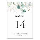 素朴ユーカリ金ゴールドフローラ書結婚の テーブルナンバー (裏面)