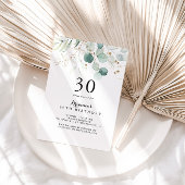 素朴ユーカリ金ゴールドフローラ30th誕生日パーティー 招待状