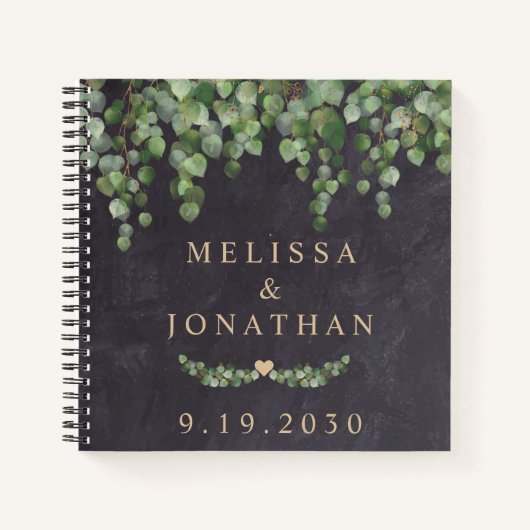 素朴ユーカリ金ゴールド予算結婚予算 ノートブック (正面)