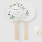 素朴ユーカリ金ゴールド書結婚書 ハンドファン (正面&裏面)