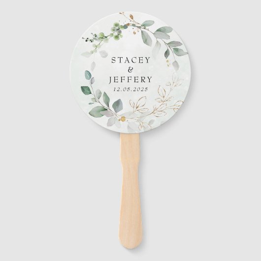 素朴ユーカリ金ゴールド書結婚書 ハンドファン (正面)