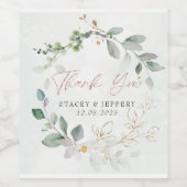 素朴ユーカリ金ゴールド書結婚書 ワインラベル (シングルラベル)