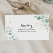 素朴ユーカリ金ゴールド結婚ギフト登録簿 エンクロージャーカード