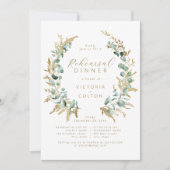 素朴ユーカリ金ゴールド緑化リハーサルディナー 招待状 (正面)