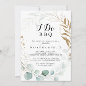 素朴ユーカリ金ゴールドI do BBQ婚約パーティ 招待状 (正面)