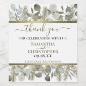 素朴ユーカリ&パインありがとう結婚 ワインラベル (シングルラベル)