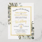 素朴ユーカリ&パインエレガントシルバー結婚ズ 箔招待状 (正面)