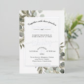 素朴ユーカリ&パインエレガントシルバー結婚ズ 箔招待状 (立ち正面)