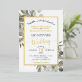 素朴ユーカリ&パインエレガントシルバー結婚ズ 箔招待状 (立ち正面)