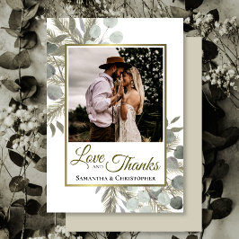 素朴ユーカリ&パインラヴ&感謝していズ結婚ス サンキューカード