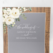 素朴ライトグレー白フローラウッドフォト結婚ズ 三つ折り招待状 (内部最初)
