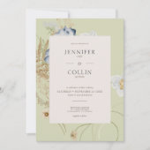 素朴ライトセージの結婚花 招待状 (正面)