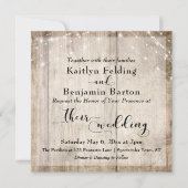 素朴ライトブラウン材とホワイトラ結婚イト 招待状 (正面)