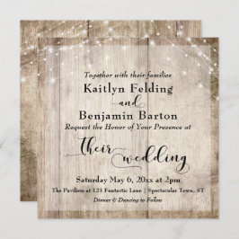 素朴ライトブラウン材とホワイトラ結婚イト 招待状