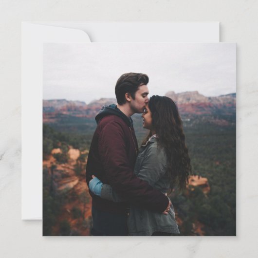 素朴ライトブルーフローラフォトスクエア結婚 招待状 (裏面)