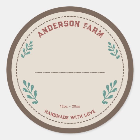 素朴ラベル離れシール付きファーム ラウンドシール (正面)