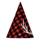 素朴ランバージャックプレイド&ホワイトディアー〔雄ジカの〕枝角 パーティーハット (左)