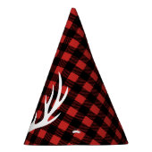 素朴ランバージャックプレイド&ホワイトディアー〔雄ジカの〕枝角 パーティーハット (右)