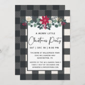 素朴リットメリークリスマスパーティーフローラプレイド 招待状 (正面/裏面)