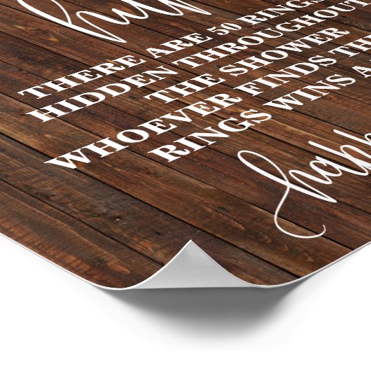 素朴リングや輪狩りゲームブライダルシャワー結婚のサイン ポスター (角)