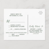 素朴リースと緑の葉メニュー選択RSVP インビテーションポストカード (裏面)