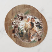 素朴リースのクリスマスの写真パーソナライズされた シーズンカード (正面/裏面)