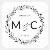 素朴リースイニシャル優先ラベル スクエアシール (正面)