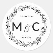 素朴リースイニシャル優先ラベル ラウンドシール (正面)