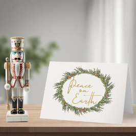 素朴リースエレガントピースオンアースホリデイ シーズンカード