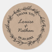 素朴リースオンクラフト結婚式の引き出物シール ラウンドシール (正面)