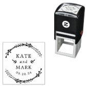 素朴リースカップル名ウェディング日付を保存 セルフインキングスタンプ (インサイチュ)