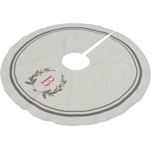 素朴リースストライプモノグラムのツリースカート ブラッシュドポリエステルツリースカート