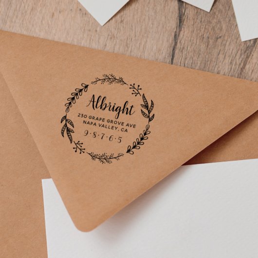 素朴リースファミリ名と予算差出人住所 ラバースタンプ