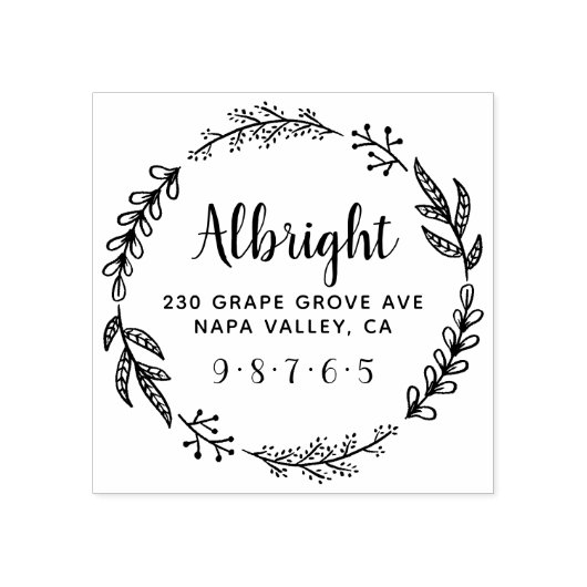 素朴リースファミリ名と予算差出人住所 ラバースタンプ (インプリント)