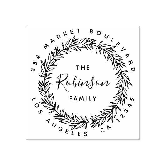 素朴リースファミリ名スクリプト差出人住所 ラバースタンプ (インプリント)