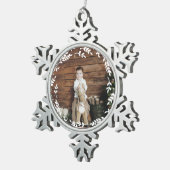 素朴リースフォトオーナメント スノーフレークピューターオーナメント (右)