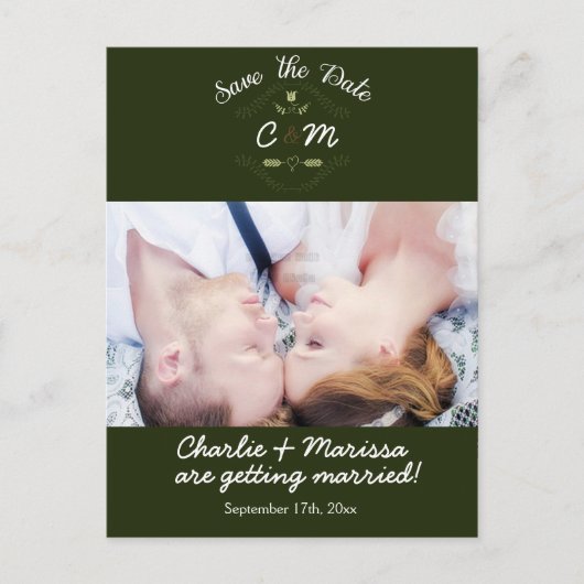 素朴リースフォレスト日付の写真はがきを保存 案内ポストカード (正面)