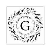 素朴リースモノグラムの住所スタンプ セルフインキングスタンプ (デザイン)