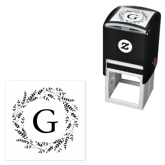 素朴リースモノグラム自己インキングスタンプ セルフインキングスタンプ (インサイチュ)