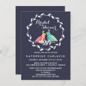 素朴リースラブバード結婚ズブライダルシャワー 招待状 (正面/裏面)