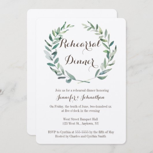 素朴リースリハーサル招待状 招待状 (正面/裏面)