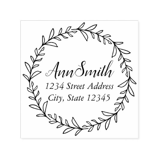 素朴リース名パーソナライズされた差出人住所 セルフインキングスタンプ (デザイン)